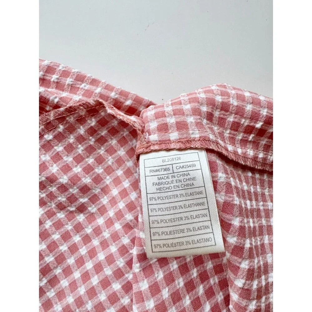 BB DAKOTA Lust For Life Pink Rose Blush Gingham Seersucker Shift Dress, Size M - Picture 12 of 13